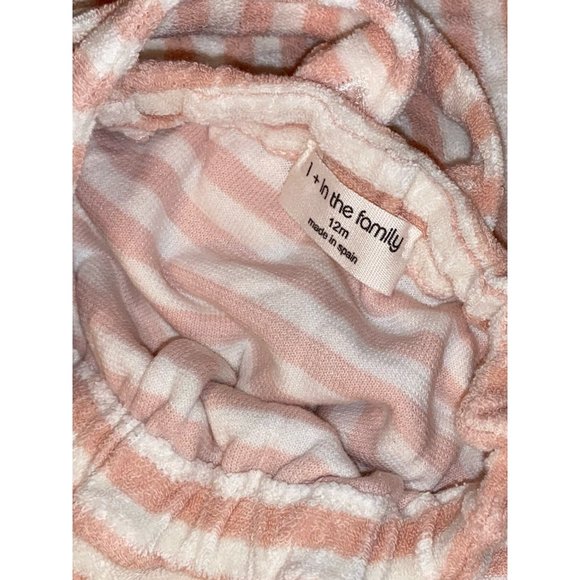 1+ In The Family Baby Girls Pink Striped Terry Romper Sz 12 M - Picture 3 of 3